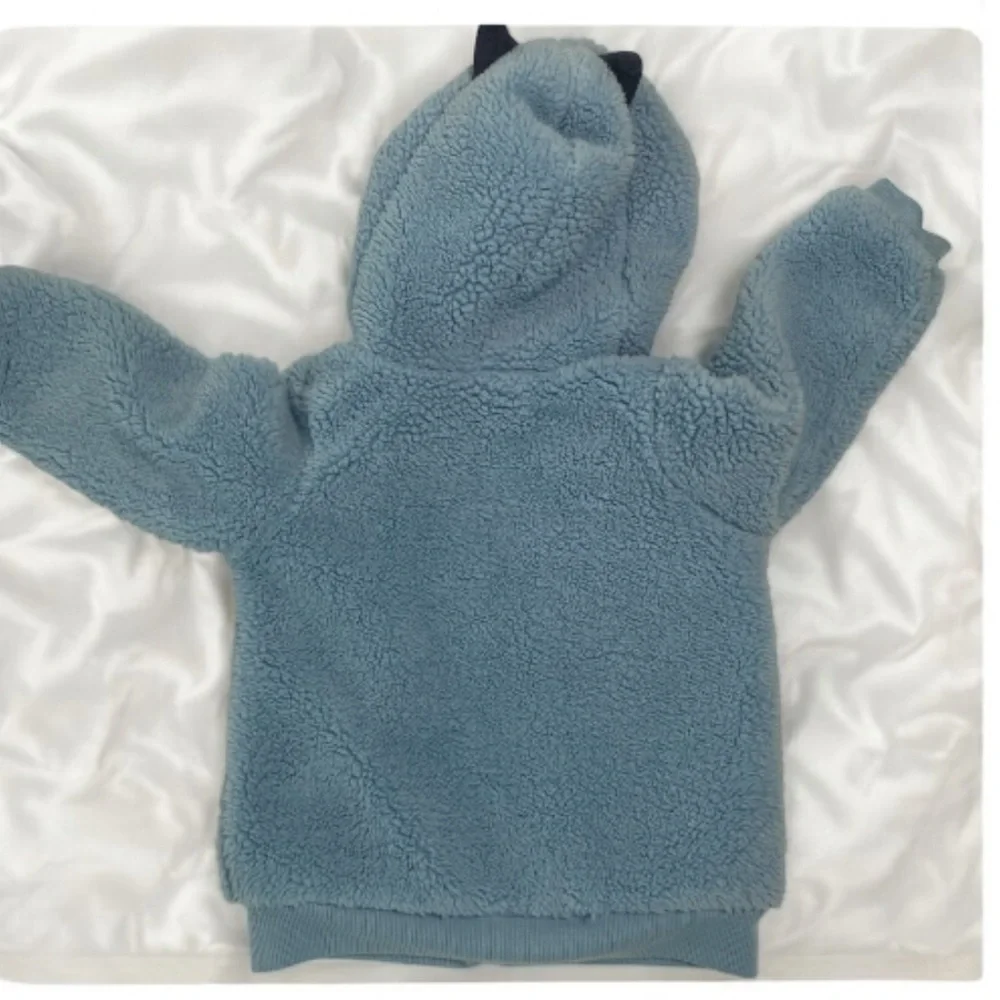 BLUEY  Blue Fleece Hoodie with Cartoon Patch